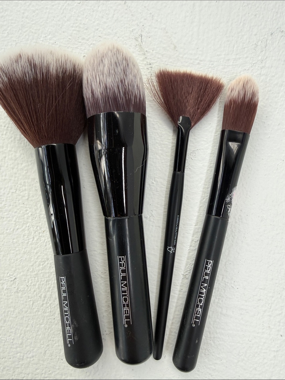 4 Paul Mitchell Makeup Brush Set in Black Handles with Brown-to-Cream Bristles